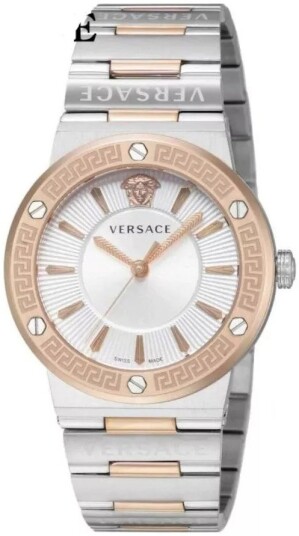 Versace Dameklokke VEVH01020 Greca Sølvfarget/Rose gulltonet stål