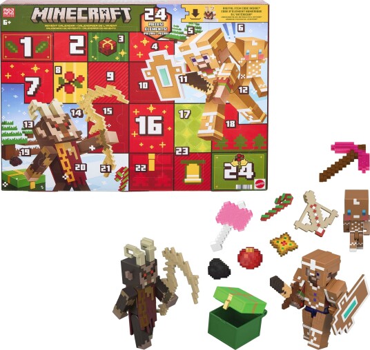 Minecraft Julekalender 2026 med figurer og tilbehør