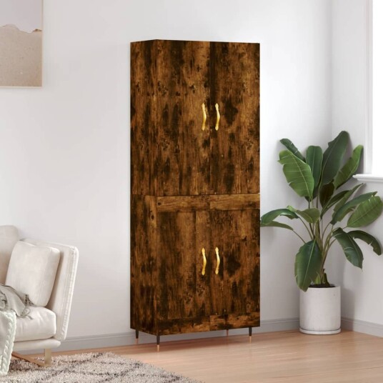 Highboard røkt eik 69,5x34x180 cm konstruert tre Highboard røkt eik 69,5x34x180 cm konstruert tre