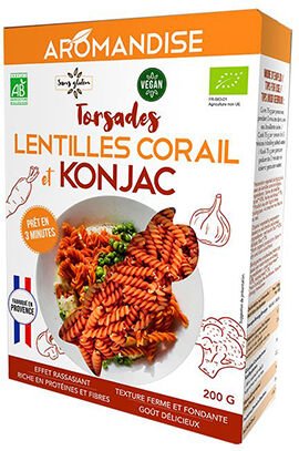 Aromandise Shirataki & Rød Linse Fusilli Øko - 200 g Aromandise Shirataki & Rød Linse Fusilli Øko - 200 g