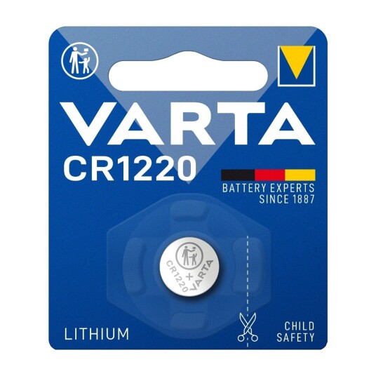 Varta CR1220 Lithium Knappcellebatteri 3V 230 mAh - 1-pakning Varta CR1220 Lithium Knappcellebatteri 3V 230 mAh - 1-pakning