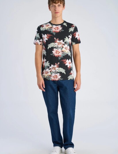 Lindbergh Slub Aop Tee S/S Black XL