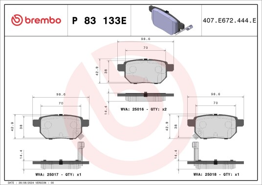 Bremseklosser BREMBO P 83 133E