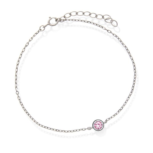 Pan Jewelry, Armbånd i 925 sølv med rosa zirkonia