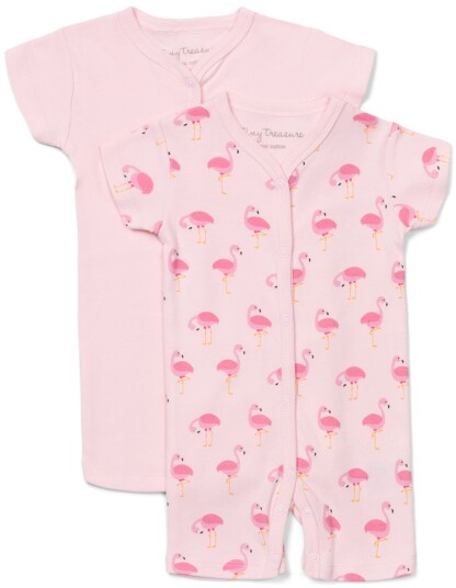 Tiny Treasure Summer Jumpsuit 2-Pack Pink/Flamingo 68 Tiny Treasure Summer Jumpsuit 2-Pack Pink/Flamingo 68
