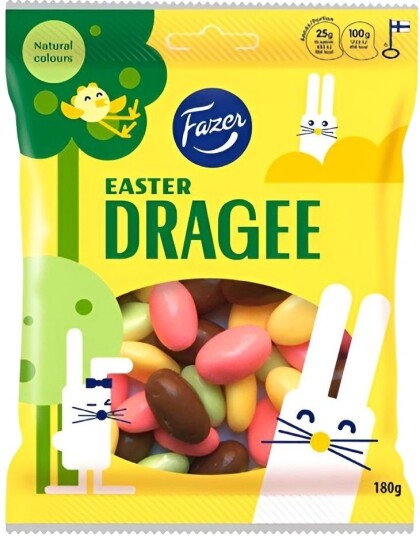Fazer Dragé Egg Eggformede Gelebønner med 4 Smaker 180 gram Fazer Dragé Egg Eggformede Gelebønner med 4 Smaker 180 gram