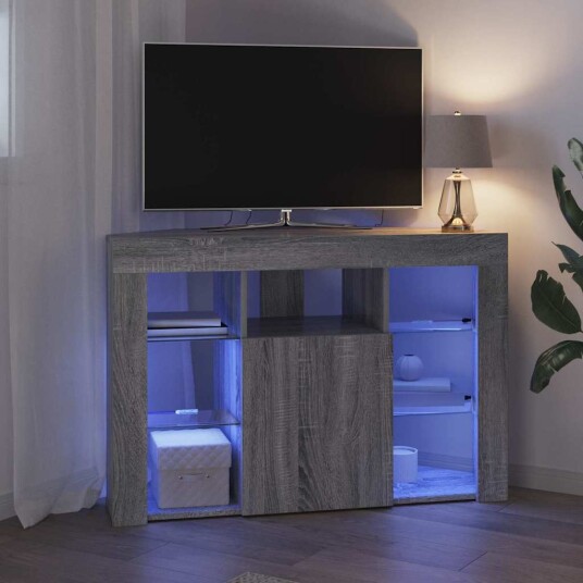 Hjørne LED TV skap Grå Sonoma 106 x 40 x 68 cm Konstruert tre