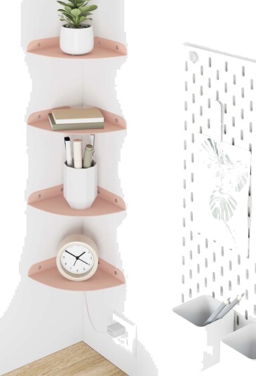 vidaXL Flytende hylle med hylle med lagring 4 pcs Rosa 15 x 15 x 2 cm