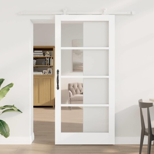 vidaXL Skyvedør med utstyr 'ORKDAL'Hvit Solid Tre & Glass