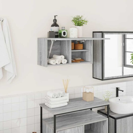 vidaXL Veggskap til baderom grå sonoma 60x25x30 cm konstruert tre vidaXL Veggskap til baderom grå sonoma 60x25x30 cm konstruert tre