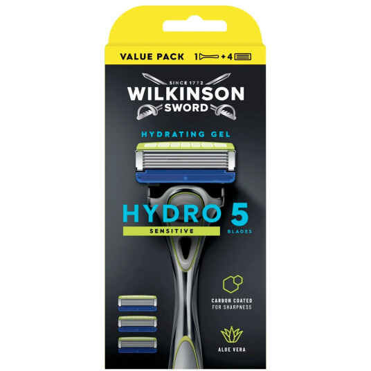 Wilkinson Sword Hydro 5 barberhøvel + 4 Sensitive barberblader Wilkinson Sword Hydro 5 barberhøvel + 4 Sensitive barberblader