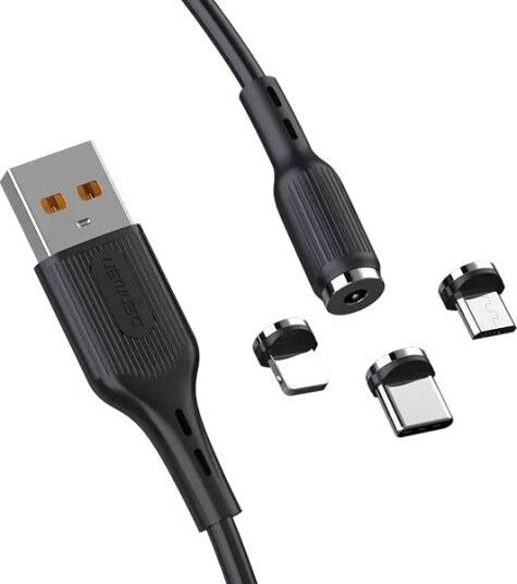 Denmen Usb-A Usb-C + Microusb + Lightning-Kabel 1 M Svart 29367 Denmen Usb-A Usb-C + Microusb + Lightning-Kabel 1 M Svart 29367