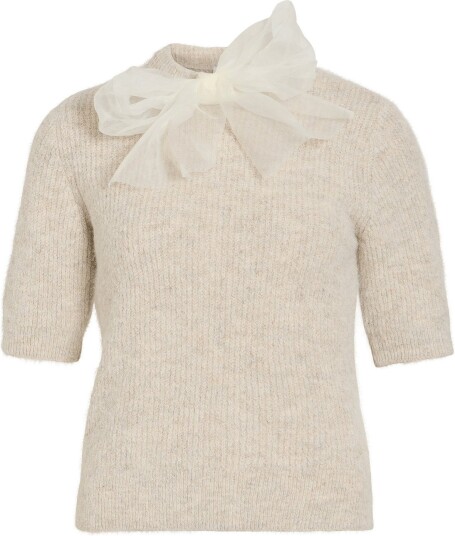 Vila Viitza O Neck 2/4 Bow Knit Top/Bfs Cream XXL