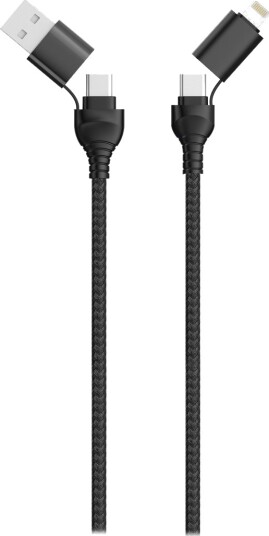 2Go Usb / Type C Datakabel 4I1 Svart 120Cm