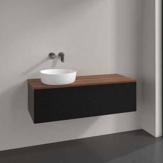 Villeroy & Boch Antao Servantskap med 1 skuff 120x50x36 cm u/lys Sort Matt/Valnøtt Villeroy & Boch Antao Servantskap med 1 skuff 120x50x36 cm u/lys Sort Matt/Valnøtt