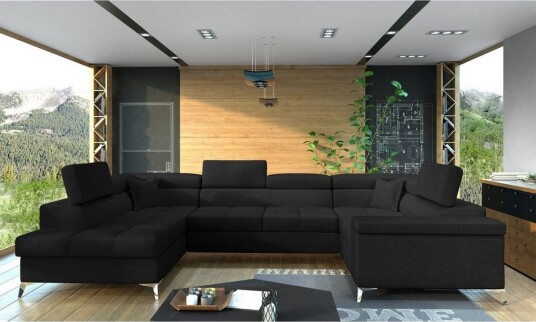Hjørnesofa Eltap Thiago 342x208x88 cm Sawana 14 Svart Venstre