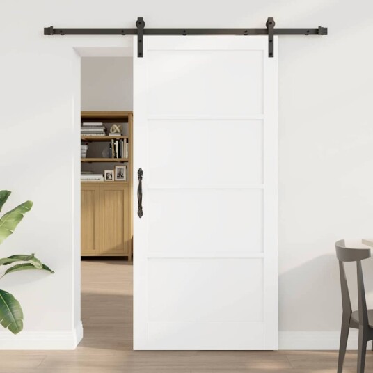 vidaXL skyvedør med tilbehør Hvit 93x202 cm Solid Tre Furu