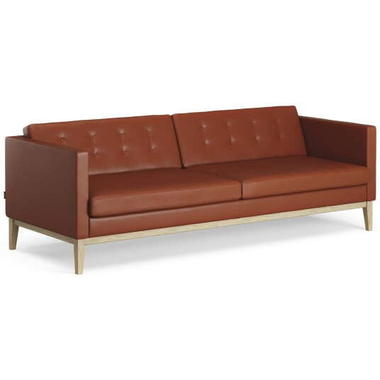 Swedese Madison 3 Seter Sofa Med Knapper Elmo Leather Soft Brun