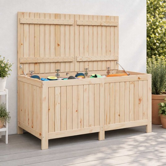 vidaXL Hage Lagringsboks 359 L Heltre furu 146,5 x 68 x 63 cm Naturlig