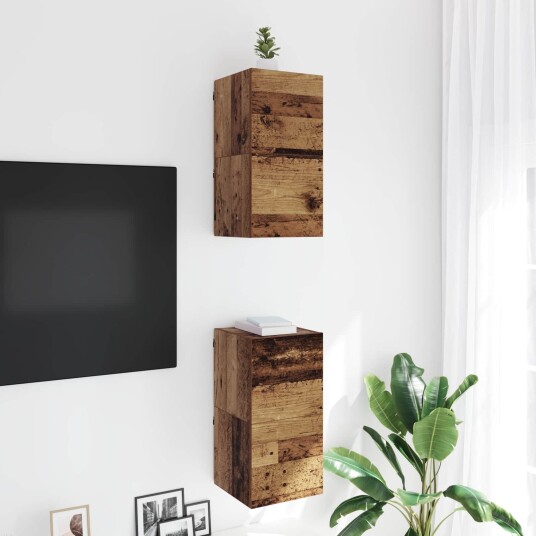 Vegghengt TV hylle Gammelt tre 30,5 x 30 x 30 cm Konstruert tre