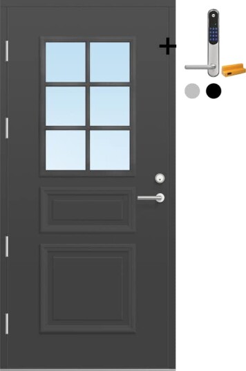 Ytterdør Bygg1 Fjord 03 Klarglass med Yale Doorman Classic Home