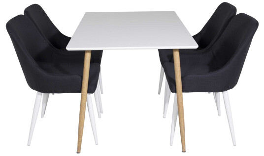 Venture Design Polar & Plaza spisegruppe Hvit/svart 4 st stoler & bord 120 x 75 cm