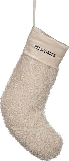 Pictureit - Julesokk teddy 35 cm PELSKLINGEN kremhvit