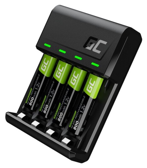 Green Cell VitalCharger med 4xAAA oppladbare 800mAh batterier Green Cell VitalCharger med 4xAAA oppladbare 800mAh batterier