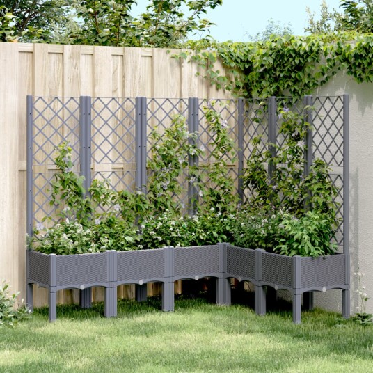 Plantekasse med espalier lysegrå 160x120x142 cm PP