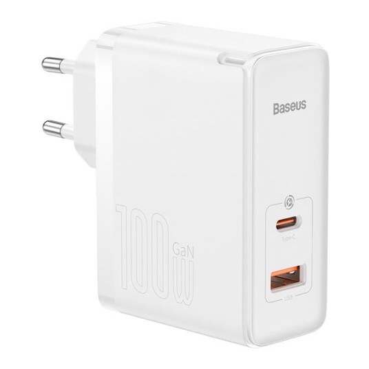 Baseus vegglader 100W USB-C med kabel - hvit