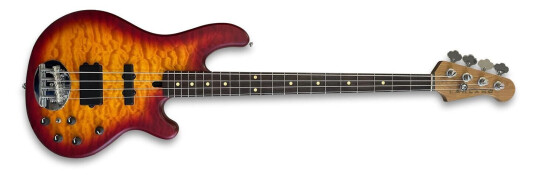 Lakland Skyline 44-02 Deluxe Bass 4-Str Quilted Maple Top, Cherry Burst Satin