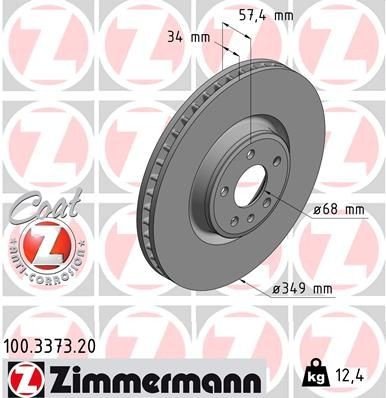 Bremseskive ZIMMERMANN 100.3373.20 Bremseskive ZIMMERMANN 100.3373.20