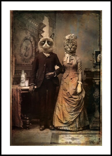 Victorian Cat Couple Plakat / 100x150 Victorian Cat Couple Plakat / 100x150