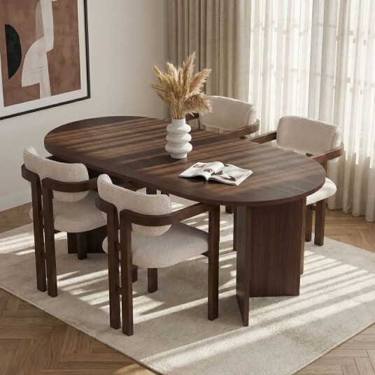 Vintar Spisebord- og stolsett 180x75x90 cm 5 deler - Milano Walnut, Dark Walnut, hvit