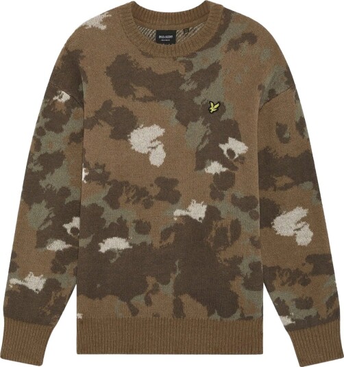 Lyle & Scott Animal Print Jacquard Jumper MULLED CHESTNUT XL