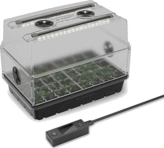 AC Infinity heavy-duty minidrivhus med Samsung LED og høydejustering – 5×8 celler, 3 mm kuppel