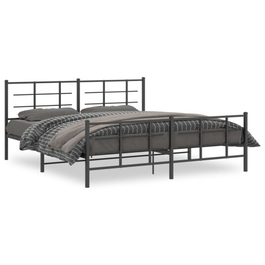  Sengeramme i metall med hode- og fotgavl svart 183x213 cm 8721012303836
