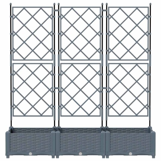Hagekrukke med trellis 3 stk Lysegrå 120x40x125.5 cm Hagekrukke med trellis 3 stk Lysegrå 120x40x125.5 cm