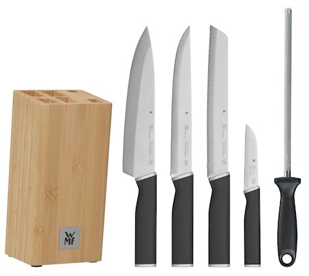 WMF Kineo Knivsett med 4 kniver, 1 knivblokk og 1 knivstål