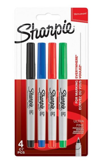 Sharpie Permanent Markers  Ultra-Fine Point  Assorted Classic Colours  4 Count