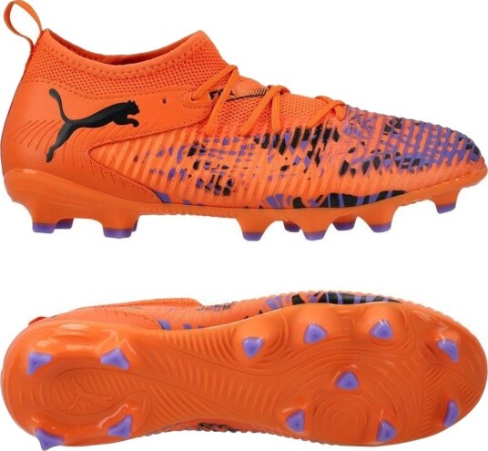 PUMA Future 8 Match FG/AG Creativity   Oransje valmue/mørk lilla/PUMA Svart Barn LIMITED EDITION størrelse 38