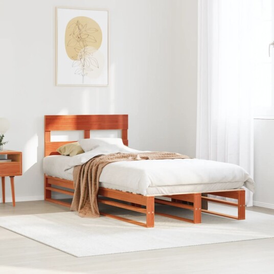  Sengeramme uten madrass voksbrun 75x190 cm heltre furu