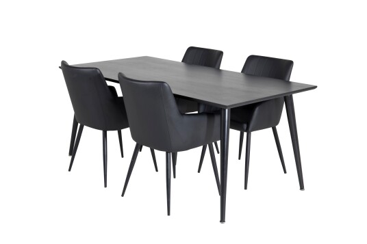 Venture Home Dipp Matgruppe 180 cm Rektangulær med 4 Comfort stoler Sort