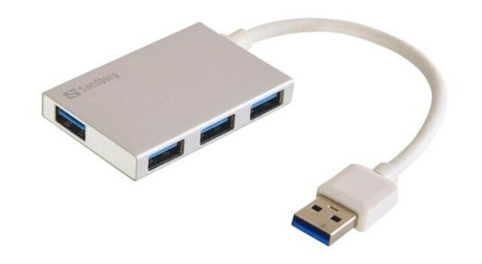 Sandberg USB 3.0 Pocket Hub - hub - 4 ports USB-hub - 4 porter - Sølv Sandberg USB 3.0 Pocket Hub - hub - 4 ports USB-hub - 4 porter - Sølv