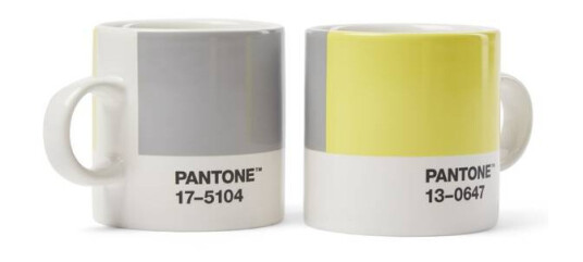PANTONE Espressokopp med hank, 120ml, Illuminating & Ultimategre
