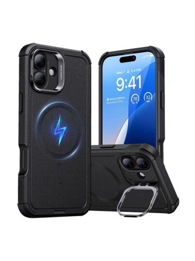 ESR Cyber Tough HaloLock case with stand for iPhone 16 black