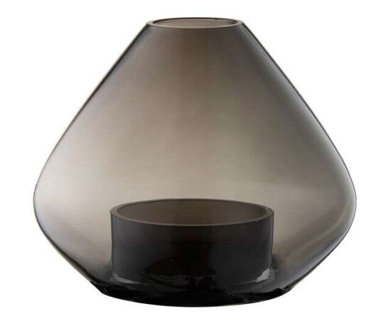 AYTM Uno Lysestake 12 cm i Svart Glass - Elegant Lanterne/Vase