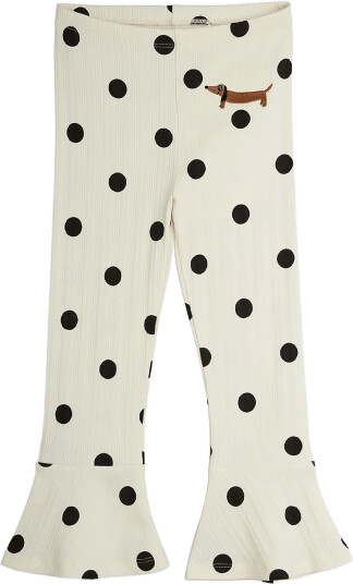 Mini Rodini Dots Aop Dog Flared Trousers Cream 56/62
