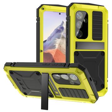 R Just Samsung Galaxy S25 Premium deksel med kickstand og skjermbeskytter i herdet glass   Gul
