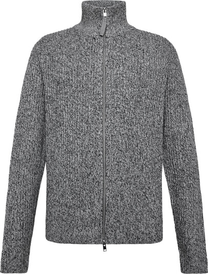 NEUW Chain Knit Zip Thrunavy Marle Grey S